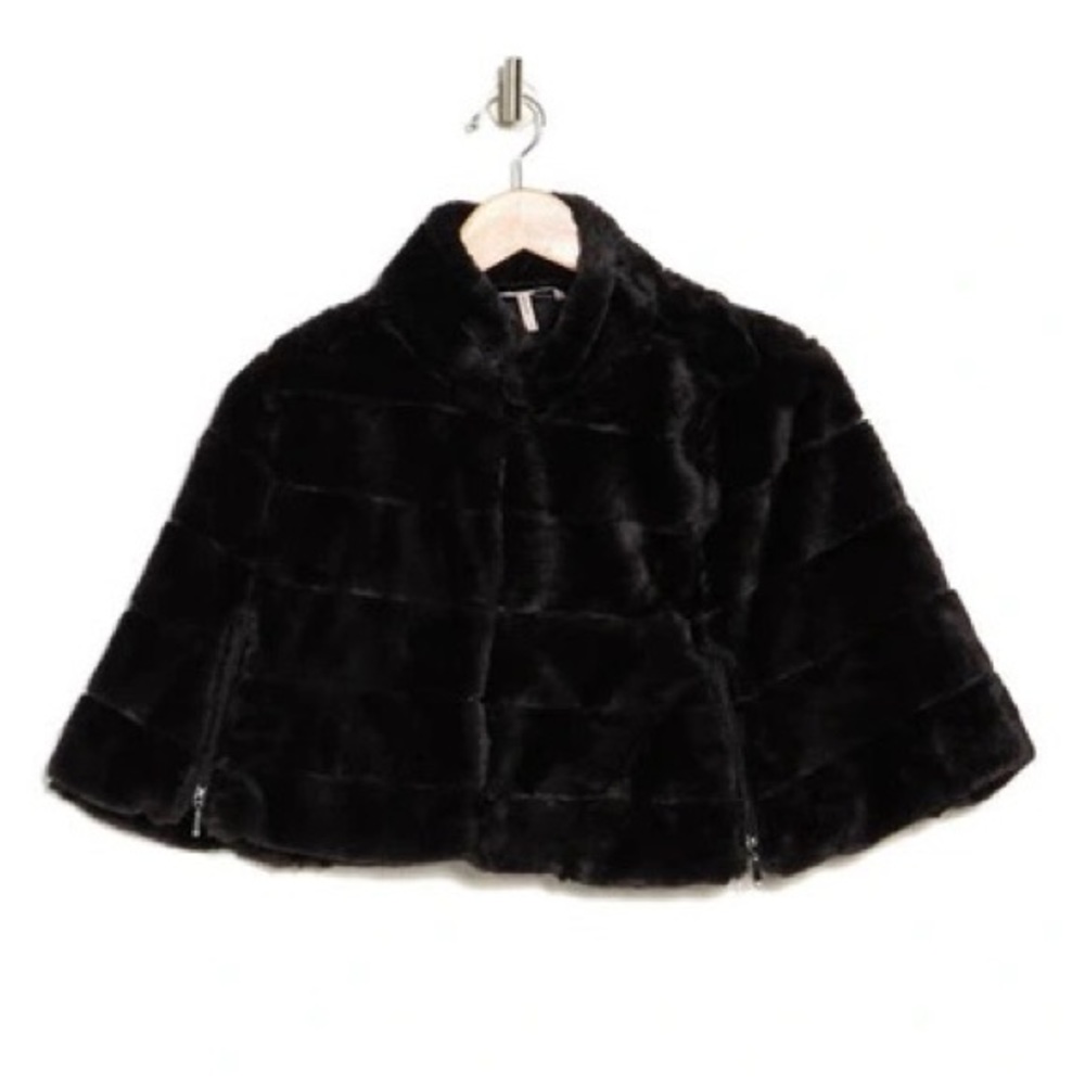 BCBGeneration black faux fur cape